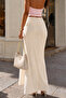 Women's Draped Tie-Detail High-Waisted Long Maxi Skirt - 3