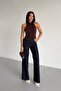Women's Halter Neck Backless Halter Collar Lined Sandy Fabric Blouse - 5