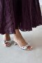 Majes Women's Heeled Satin Sandals Beige Polka Dot - 2