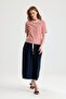 Ecru Collar Red Striped Short Sleeve Tshirt - 3