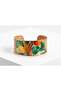 Copper Orange and Leaf Pattern Wide Adjustable Cuff Bracelet - 8