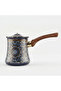 Blue & Black Decorative Metal Coffee Warmer with Mosaic Islamic Geometric Pattern, Wooden Handle & Lid – 200 ml