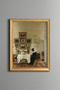 Mother and Child in the Dining Room - Vintage Patterned Painting - Fine Model