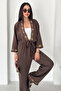 Women's Ethnic Pattern Detailed Kimono Pants Set – Belted Loose 2-Piece Summer Set - 3