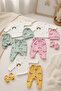 Newborn Organic Cotton Rainbow Patterned 4-Piece Baby Hospital Discharge Set with Booties - 4