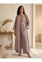 Comfortable Fit Seersucker Stripe Detailed Kimono Pants Set - 3