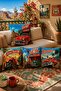 Red Retro Cars Patterned 4-Piece Throw Pillow Cover Set - 2