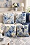 Blue Leopard and Floral Patterned 4-Piece Throw Pillow Cover Set