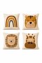 Set of 4 Children's and Baby's Throw Pillow Covers with Cute Animal Head Patterns - 3