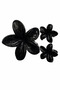 Black Shiny Floral Design Hair Clip Set - 1 Large & 2 Small Stylish Accessories