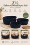 3-Piece Cotton Knitted Oval Basket Set Navy Blue Decorative Organizer Basket