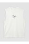 Vizyon New Season Ecru Crew Neck Printed Men's Sleeveless T-Shirt - 5