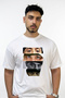 1 تي شيرت أبيض كبير الحجم مطبوع بتصميم بيتر