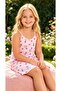 Girl's Pink & Ecru Color Teddy Bear Pattern Rope Strap Cotton Combed Cotton Soft Summer Nightgown - 3