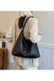 Women's shoulder bag Textured leather black texture inside with small bag daily commute - 5
