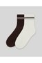 Striped Unicolor Half Towel Socks 2-Pack