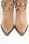Mink Camel Matte Suede Metal Toe Cap Below the Knee Staple Belt Detail Western Cowboy Boots - 4