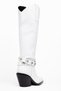 White Matte Leather Metal Toe Cap Below the Knee Staple Belt Detail Western Cowboy Boots - 3