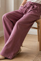 Belted Elastic Waist Trousers S0068 Plum - 2