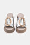 Women's Lame Genuine Leather 36-41 Size Buckle Platform Heel Daily Slippers - 4