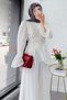 Vintage Lace Textured Imported Cotton Blouse - White - 4