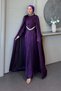 Diana Cape Detail Evening Dress Purple - 4