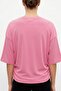Women's Pink Side Gathered Bat Sleeve Cotton T-Shirt - 2