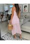 Women's Rope Strap V-Neck Lined Asymmetrical Detailed Lace Midi Dress - 2