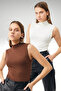 Women's White Bitter Brown 2-Piece Sleeveless Bodysuit