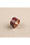 Copper Claret Red Black Textured Patterned Wide Form Adjustable Ring - 7