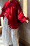 Balon Sleeve Red Thalia Chiffon Blouse - 4