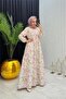 Women's Purple Buttoned Floral Patterned Summer Hijab Dress Nms098 - 4