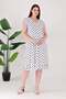 Women's White Black Polka Dot Pattern Ruffled Sleeves and Hem Plus Size Wrinkled Dress - 4
