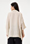 Women's Beige Italian 100% Linen Plus Size Poncho Linen Shirt Size 42 - 52 - 4