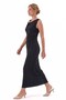 Gold detailed long dress on shoulder black - 3