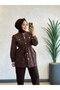 3485 Embossed Patterned Jacket Brown
