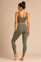 Women's Ribbed Padded Sports Bustier & High Waist Gathering Leggings Two-Piece Set - 4