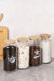 4-Piece 1300 ml Bamboo Leak-Proof Lid Luxury Transparent Labeled Tea Sugar Coffee Salt Storage Container Jar Set - 3