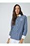 Navy Blue Striped Long Sleeve Shirt - 4