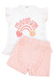 Baby Girl Ecru Salmon Rainbow Ruffle Shorts 2-Piece Set - 2