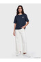 Lcw Vision Navy Blue Paris Printed Oversize Women's T-Shirt - 2