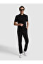 Black Slim Fit Polo Collar T-Shirt 50328376-Vr046 - 4