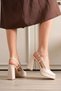 Beige women's high heeled shoe tr12my05c - 6