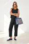 Women's Smoked Top Blouse with Bottom Pockets Pants Soft Textured Set Tkm-19000411 - 3
