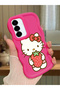 Samsung Galaxy A36 5g Compatible Case Camera Protector Red Silicone Couple Phone Case Kitty Pattern