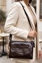 Women's Brown Accessory Detailed 3-Compartment Leather Look Minimalist Shoulder Bag - 3