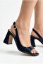 Women's Patent Leather Design Asymmetrical Strapped Blunt Toe Thick Heeled Shoes - 4