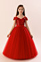 Girl's Sequined Princess Evening Dress with Off-Shoulder Detail
