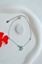 Nazar Eye Detailed Zircon Stone Anklet with Thin Chain Adjustable - 4