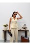 Women's Linen Button Detailed Vest Trousers Jewelry Stylish Two-Piece Set - 2